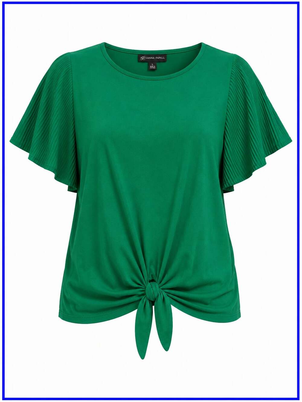 Fits US 12–14 Adrianna Papell Emerald Green Tie-Front Blouse